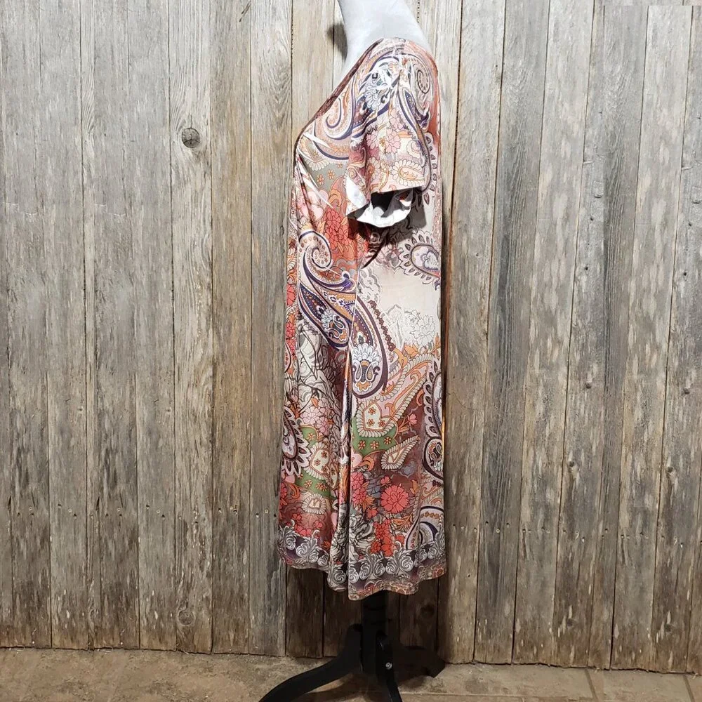 Apt 9 Dress 1X XL Tan Orange Paisley Boho Indie Earthy Cottage Fairy Grunge Y2K - Picture 4 of 7